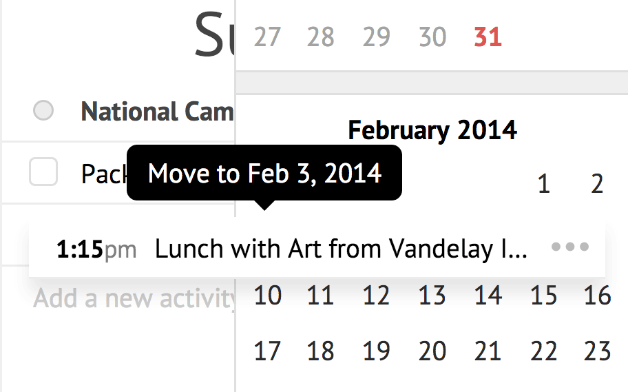 Screenshot of Dragging on Calendar Sidebar
